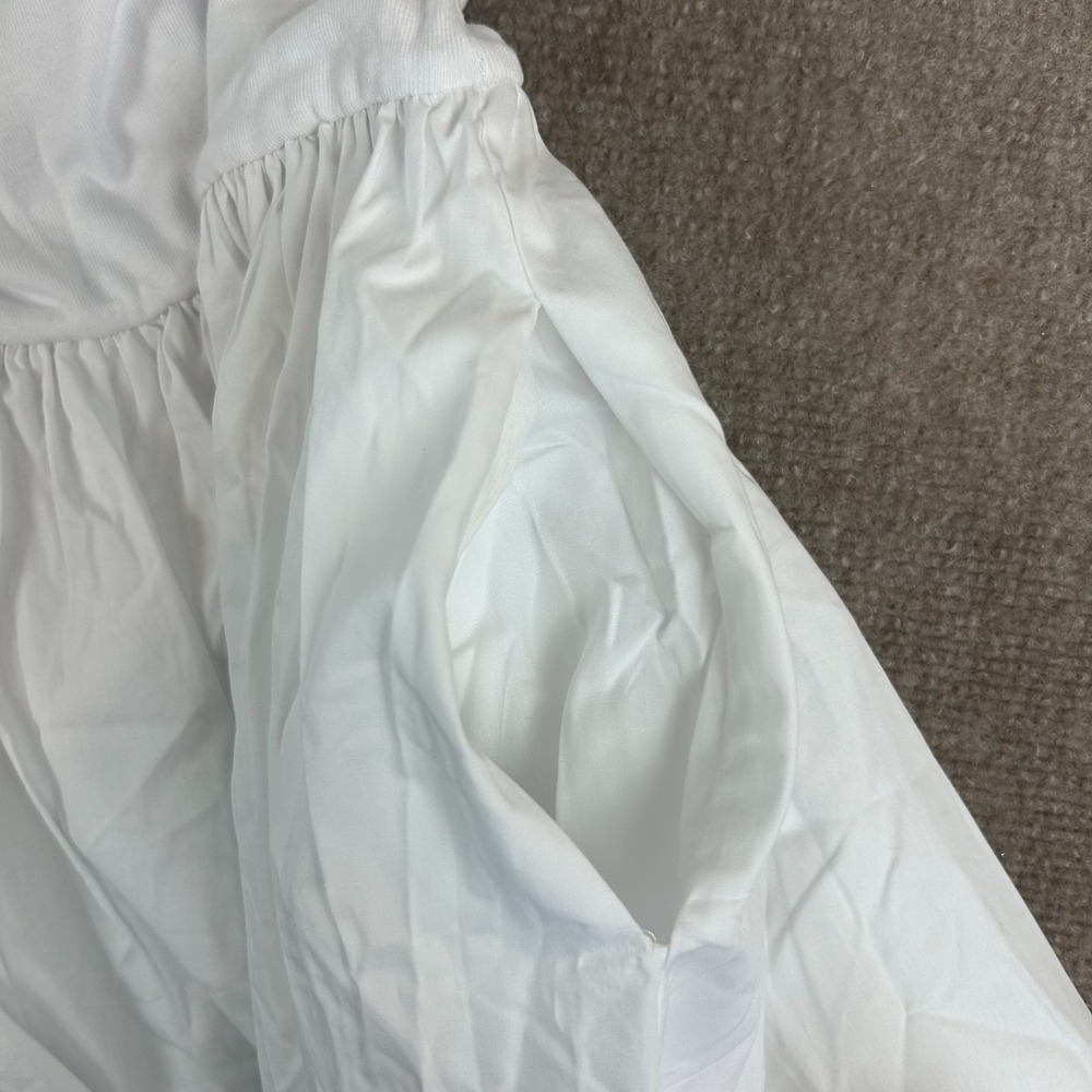 Commense Cami Midi Dress Womens M White Cotton Stretch Pleated Spaghetti Strap - Picture 11 of 12